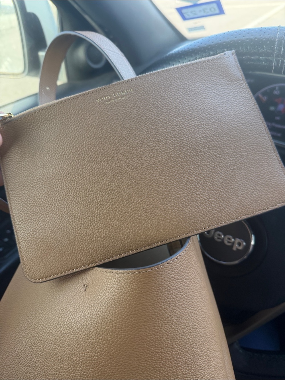 Tory Burch Beige Pebbled Leather Shoulder Bag - Picture 3 of 7
